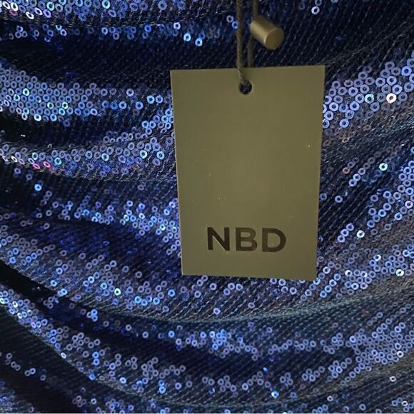 NBD Marceline Mini Dress blue cobalt sequin one shoulder party Revolve sz S - Picture 7 of 11